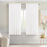 MIULEE Pure White Back Tab Light Blocking Curtains 63 Inch Length 2 Panels Set